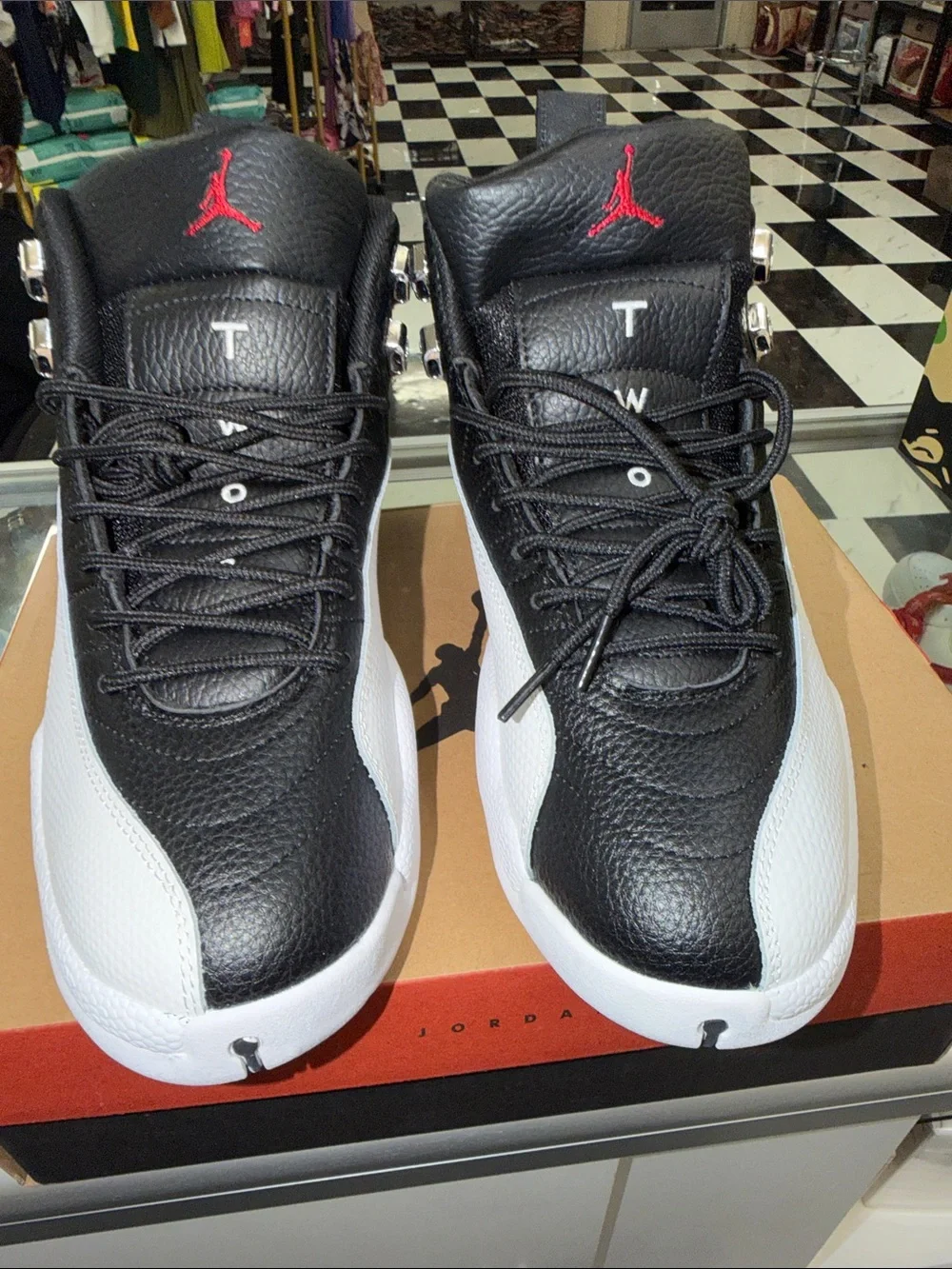 Jordan Men’s Black/White Basketball Shoes with Red Jumpman